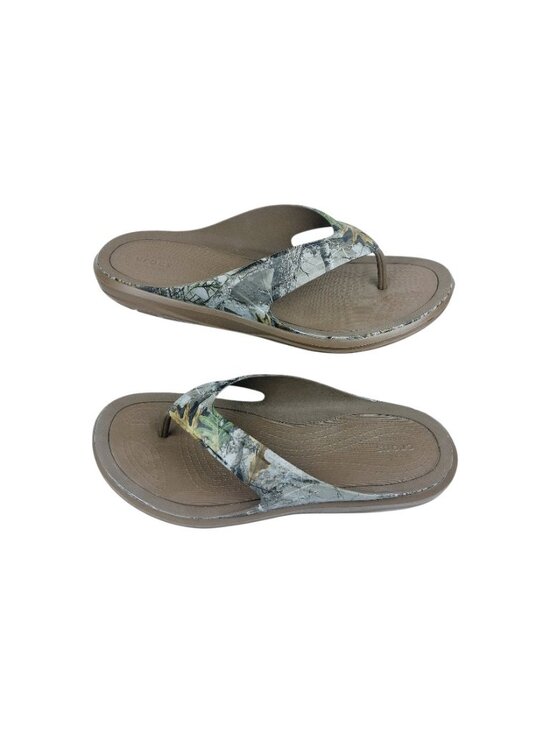 Crocs Men\'s Brown Gray Realtree Swiftwater Camouflage Thong Sandal Size 13 main image 7